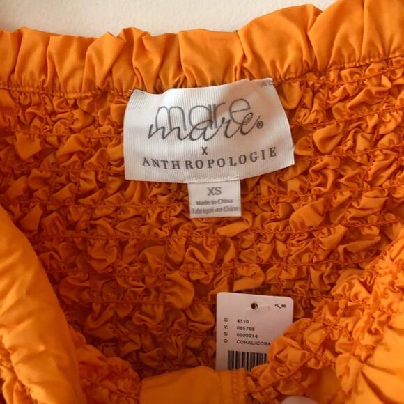 Anthro Mare Mare Smocked Bow-Tie Orange Blouse - Picture 6 of 6